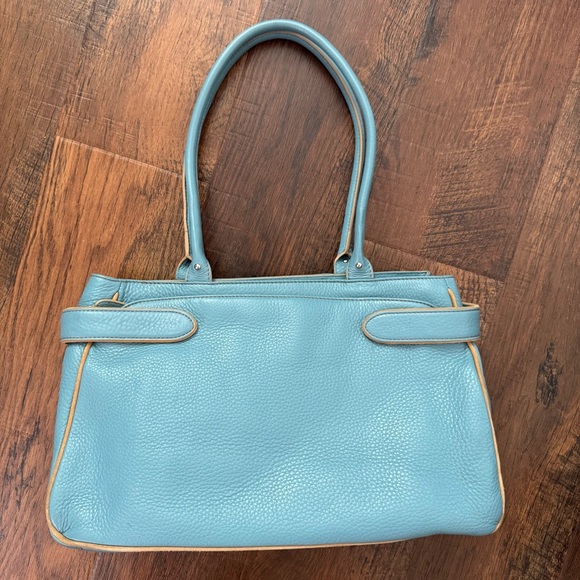 COLE HAAN teal blue textured leather purse, NWOT - Picture 3 of 16